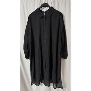 NWT Swim365 by Swimsuits for all Womens Long Sleeve Button Black‎ Cover Up 26/28